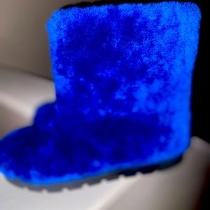 LITVIN Handmade Women real fur boots From Ukraine with love Blue Sheepskin boots